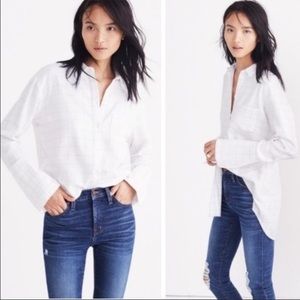 Madewell White Windowpane ex Boyfriend Flannel Shirt